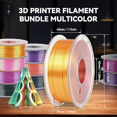 JAYO 3D Printer Filament Bundle, PLA Silk Multicolor 1.75mm, 8 Rolls 2kg G112230