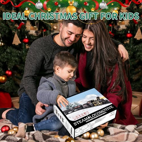 Kids Train Set with Steam Locomotive, Sounds & Lights for Boys Girls Ages 3-8 N4969