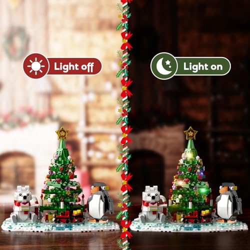 Christmas Tree Building Kit with Lights, Compatible with Lego, 802 PCS G405