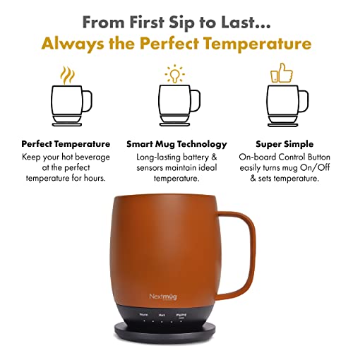 Nextmug Self-Heating Coffee Mug, 14 oz, Burgundy W7807
