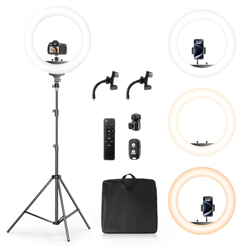 Aureday 14'' Selfie Ring Light with 62'' Tripod Stand and Phone Holder W597