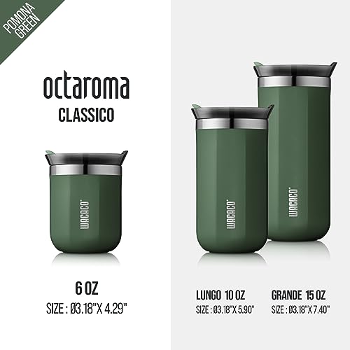 WACACO Octaroma Classico Vacuum Insulated Coffee Mug, Double-wall Stainless Steel, 6 fl oz, Carmine Red Z33030
