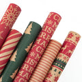 Ribbli Christmas Wrapping Paper Kraft 6 Rolls Red and Green Holiday Assortment 17in x 120in B7897
