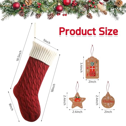 Bone Shaped Dog Christmas Stockings 3 Pack Cable Knit with Name Tag X7669