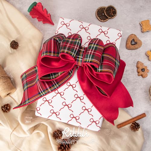 Ribbli Christmas Wrapping Paper Kraft 6 Rolls Red and Green Holiday Assortment 17in x 120in B7897