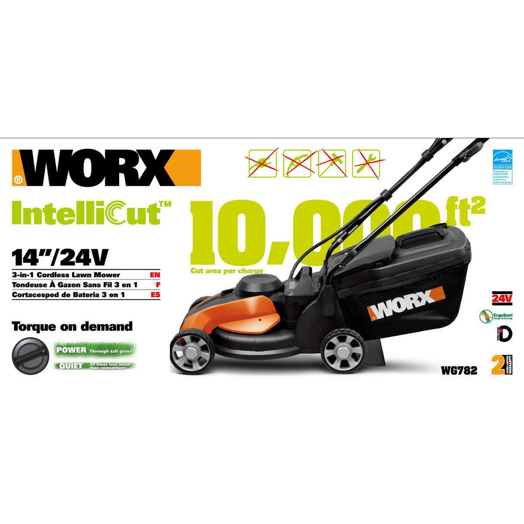 Worx 14x22 Cordless Push Lawn Mower 24V L754