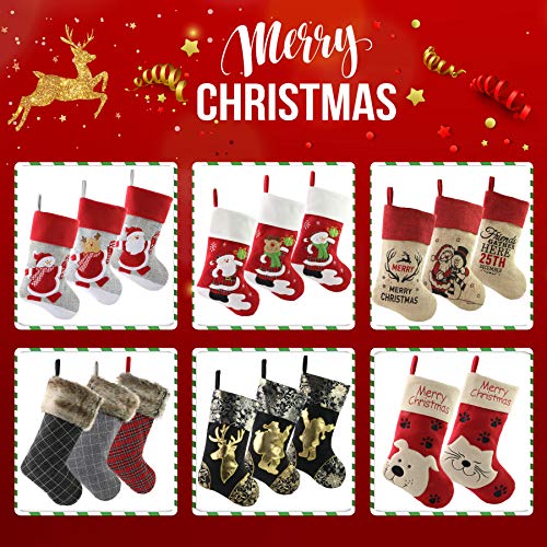 WEWILL 18" Cat Felt Christmas Stocking with Paws Embroidery K25915