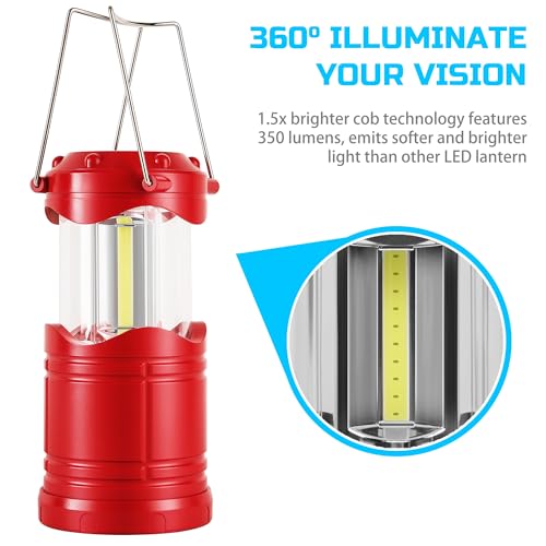 Lichamp LED Camping Lantern 4 Pack, Battery Powered Portable Hanging Light X975