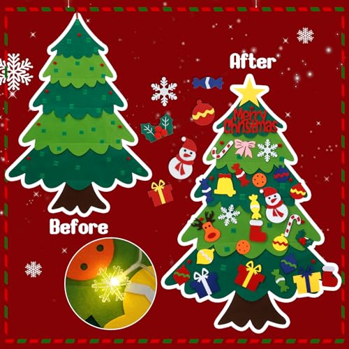 YEAHBEER Felt Christmas Tree for Toddlers with 30 Ornaments J4656
