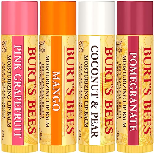 Burt's Bees Lip Balm 4-Pack, Pink Grapefruit, Mango, Coconut & Pear, Pomegranate C323915