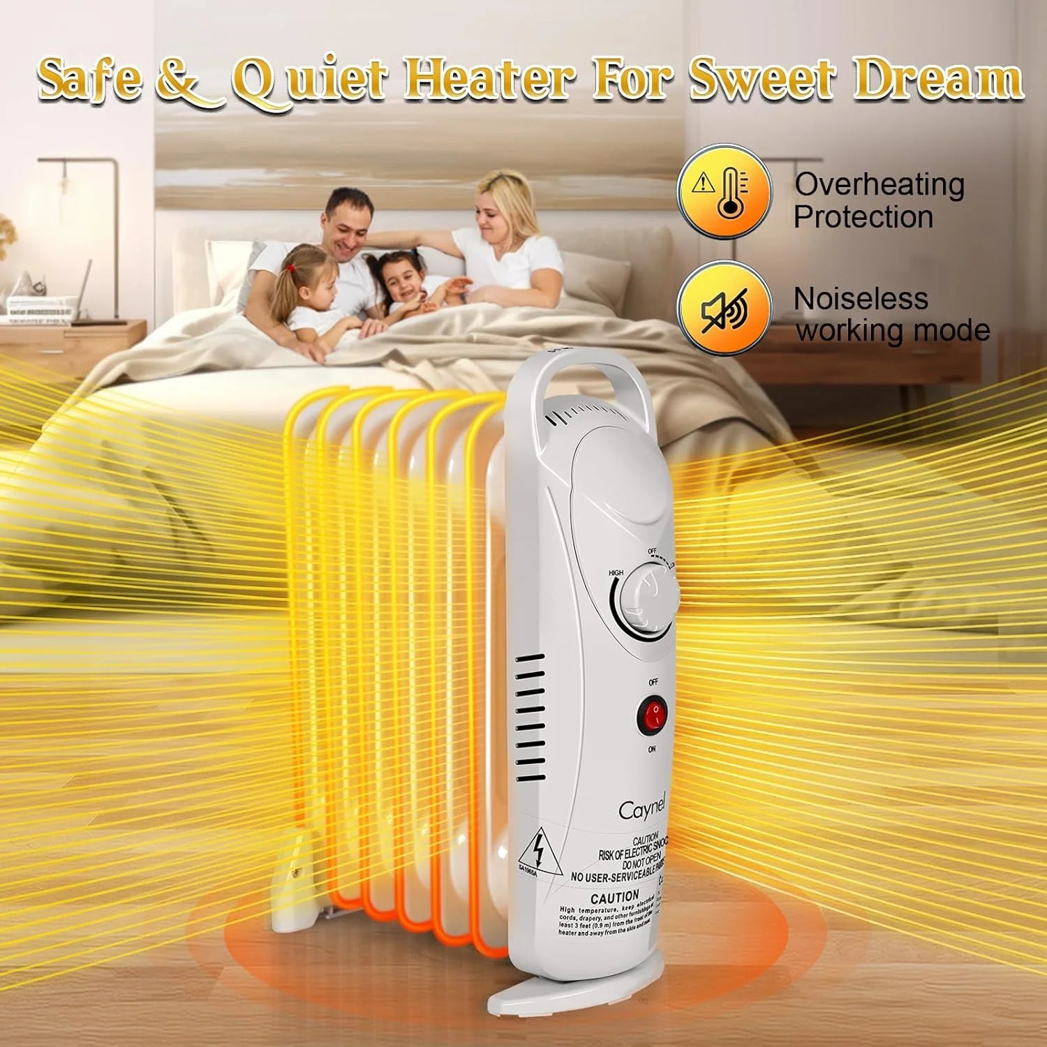 Caynel Mini Electric Oil Filled Radiator 7-Fin with Thermostat, 700W, White H543