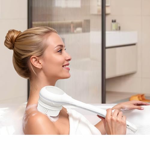 Electric Body Brush Back Scrubber for Shower, Waterproof Dual Handle with 3 Heads X695155