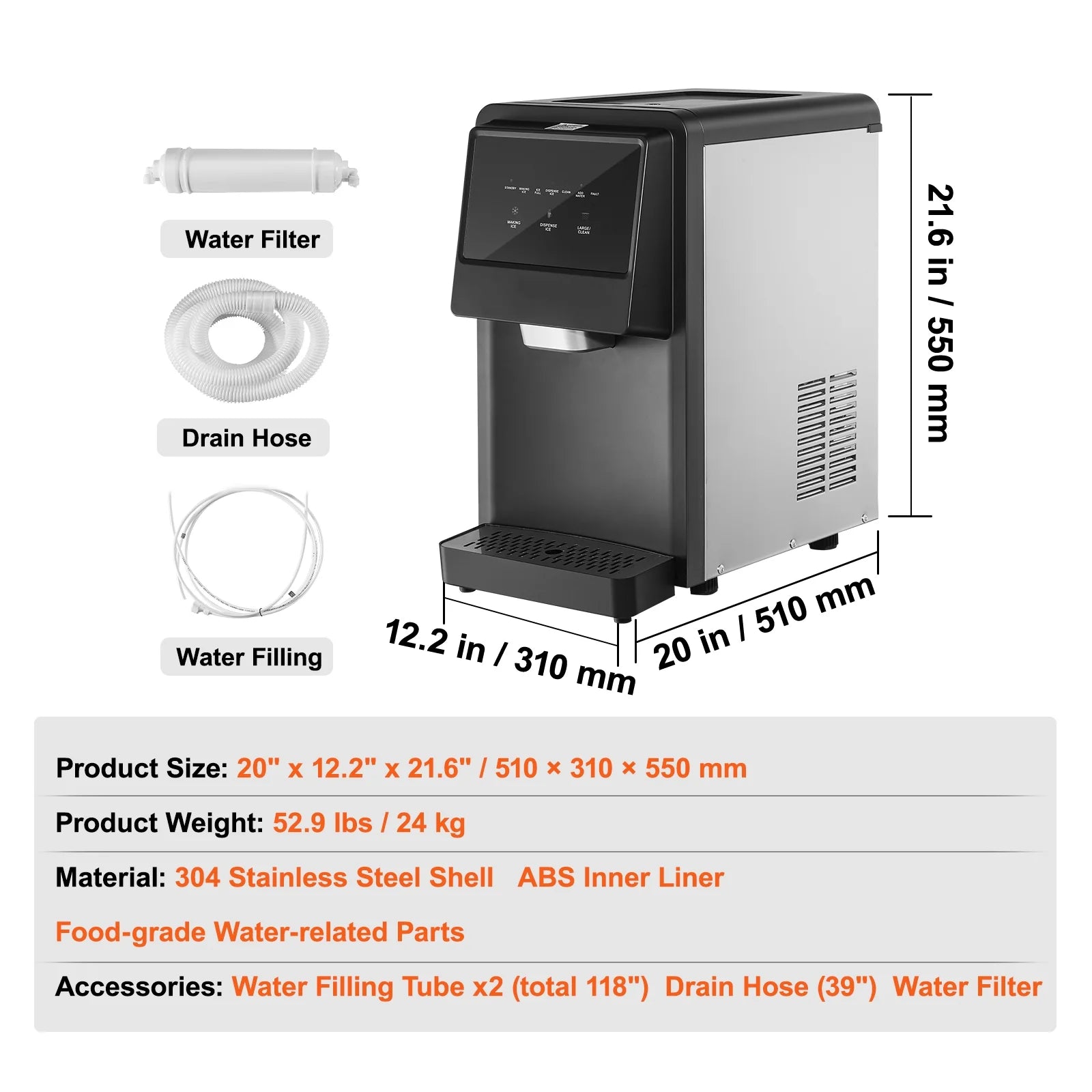 SKYSHALO Portable Countertop Ice Maker Self-Cleaning W736794