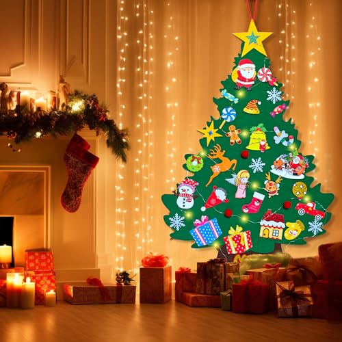 Felt Christmas Tree for Kids with Advent Calendar and 33 Ornaments J619