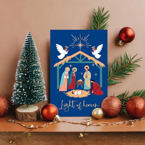 24 Pack Christian Christmas Cards, Religious Holiday Card Set with 6 Designs E9614