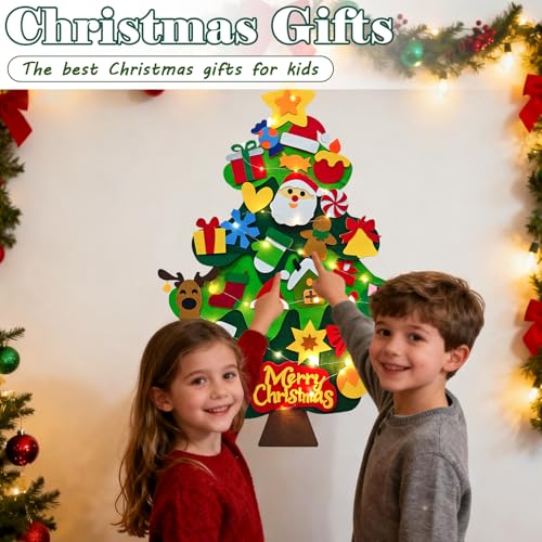 SOOVSY DIY Felt Christmas Tree Kit with Ornaments for Toddlers B57477
