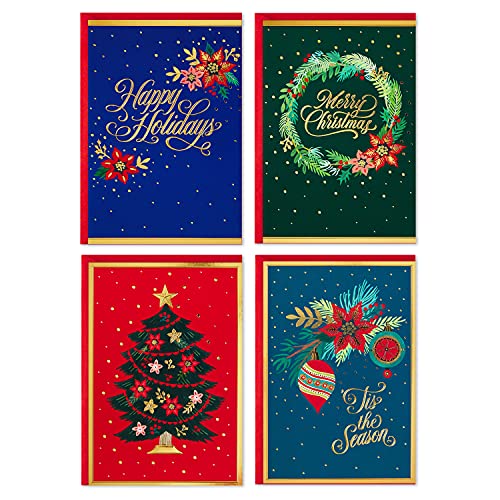 Hallmark Boxed Christmas Cards Festive Foil, 40 Cards with Envelopes S22215