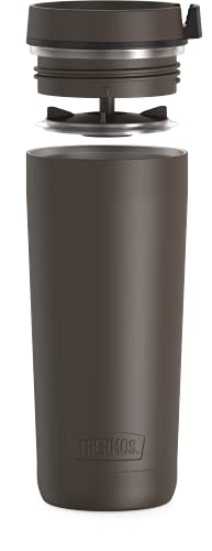 THERMOS ALTA SERIES Stainless Steel Tumbler 18 oz, Matte Steel/Espresso Black U63813