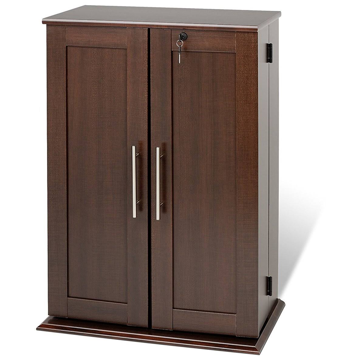 Prepac Espresso Locking Media Storage Cabinet with Shaker Doors - Megean