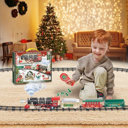 JUQU Christmas Train Set for Kids Ages 3-8 with Remote Control, Lights & Sounds X829788