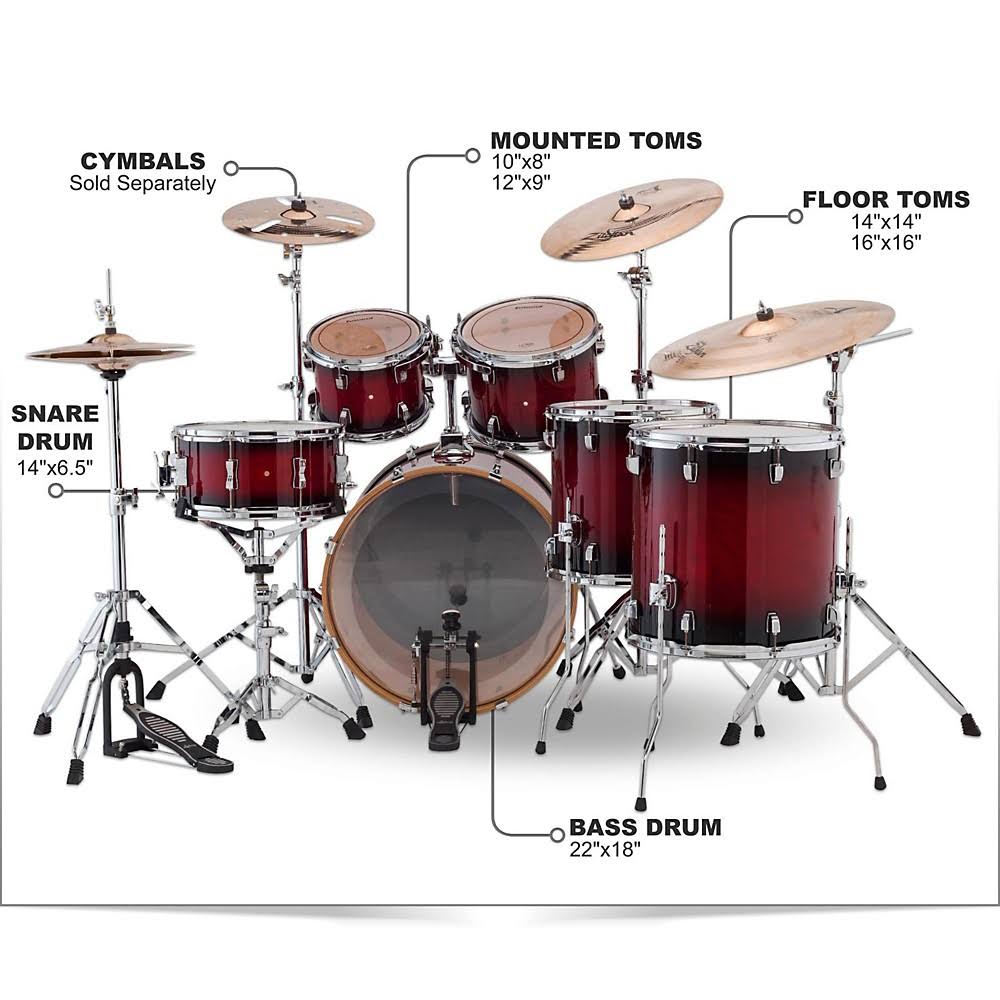 Ludwig Evolution Maple 6-Piece Shell Pack Red Burst D997
