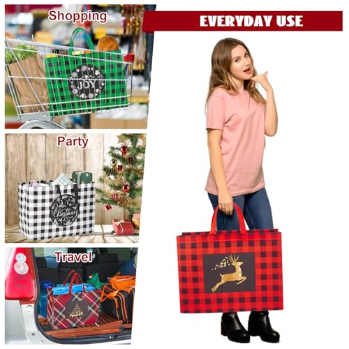 24 Pack Christmas Gift Bags Assorted Sizes with Handle, Non-Woven Reusable Tote I711017