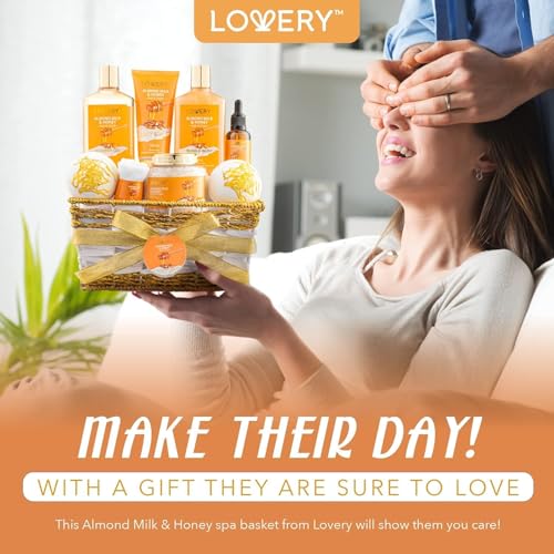 Almond Milk & Honey Beauty Gift Basket for Women - 10 Pc Spa Self Care Set P417555