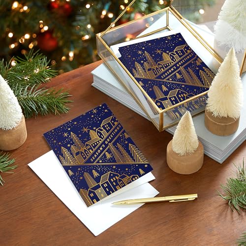 Hallmark Modern Boxed Christmas Cards with Envelopes, Evergreen Branches and Holly A12256