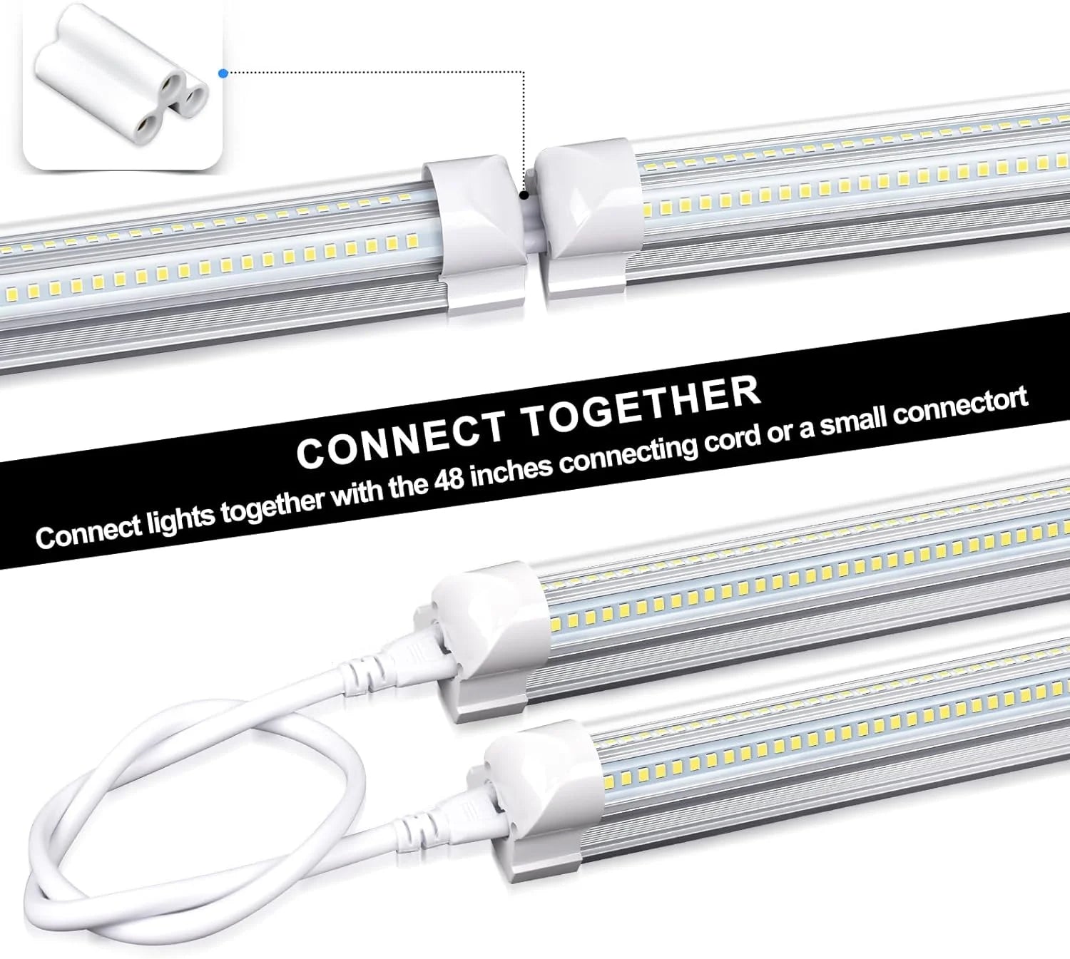 WAGEE LED Shop Lights 4FT 50W 7750 Lumen 6000K Linkable Plug and Play (10 Pack) I68391