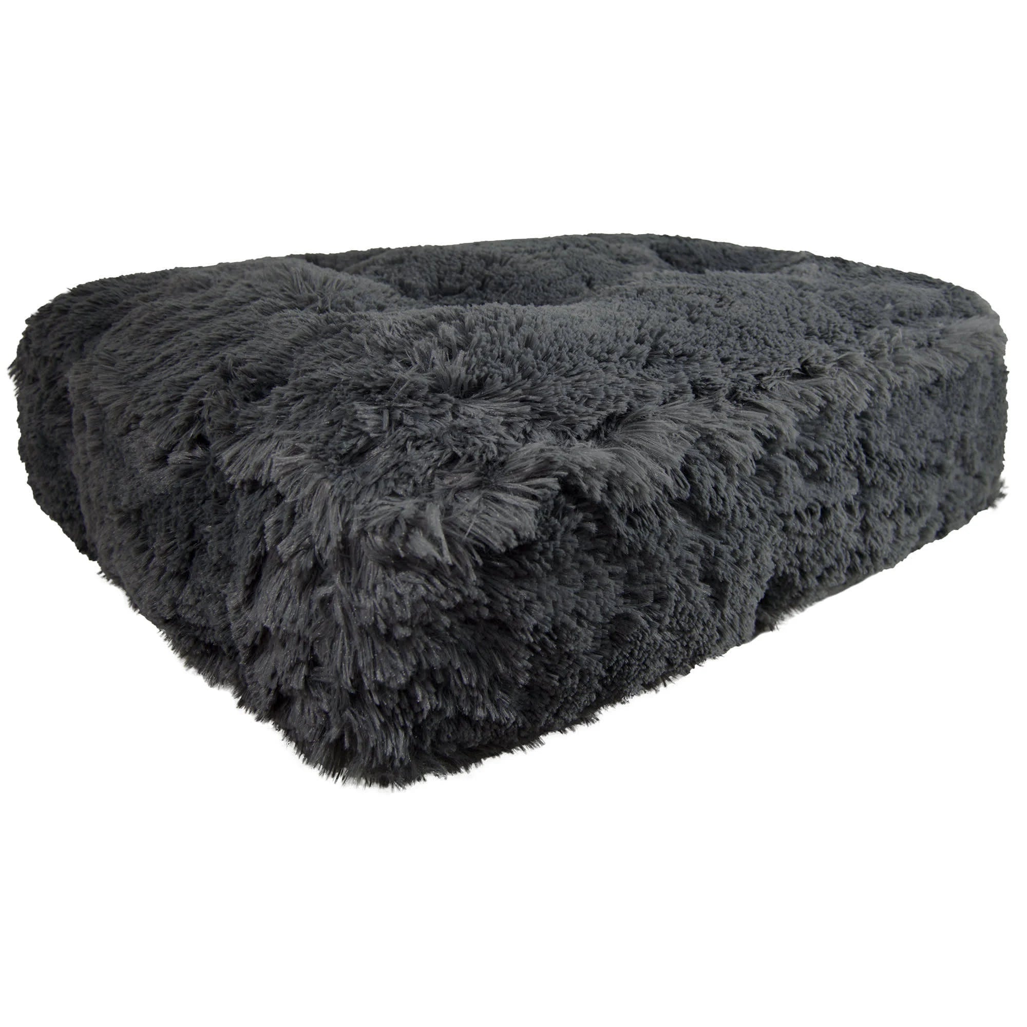 Bessie and Barnie Wolfhound Grey Luxury Shag Faux Fur Rectangle Pet Bed, Large Q694247