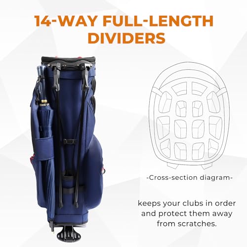 14 Way Dividers Golf Stand Bag Lightweight with Multiple Pockets E912707