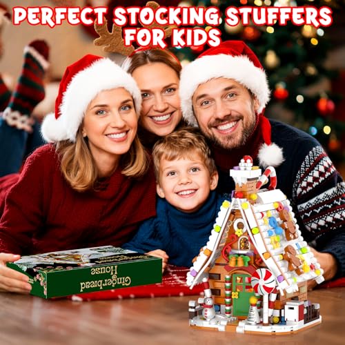 Gingerbread House Building Set with Light Kit, Christmas Village Decor for Kids and Adults O385