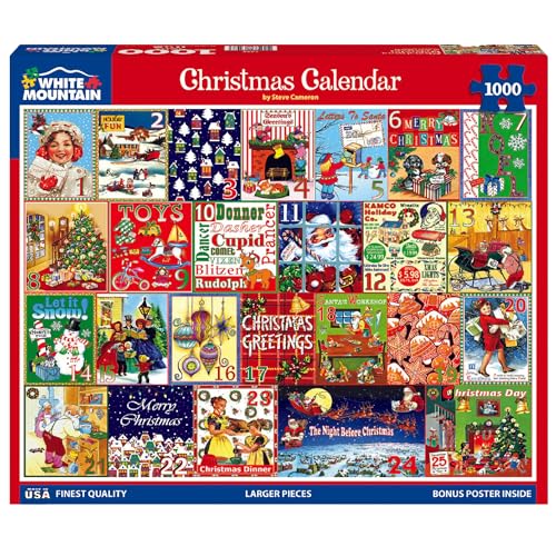 White Mountain 1000 Piece Jigsaw Puzzle Winter Christmas Holiday for Adults and Kids M329