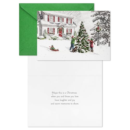 Hallmark Thomas Kinkade Boxed Christmas Cards, Snowy Houses (40 Cards with Envelopes) P719