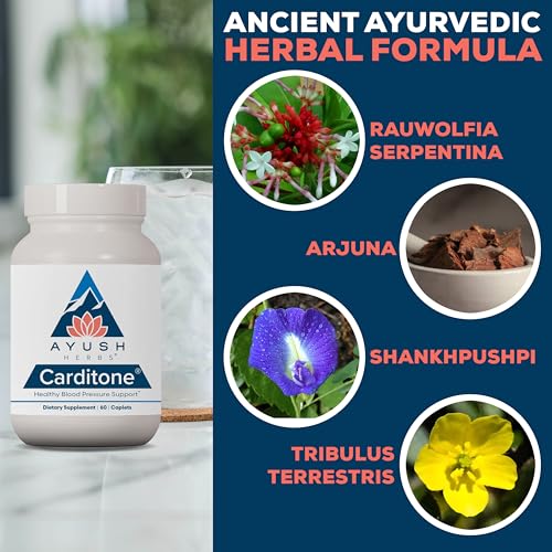 Ayush Herbs Carditone Natural Heart Health Supplement for Women & Men, 60 Vegetarian Caplets Q807002