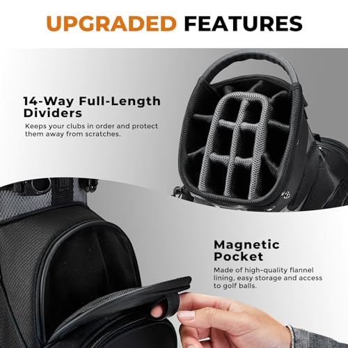 14 Way Dividers Golf Stand Bag Lightweight with Multiple Pockets E912707