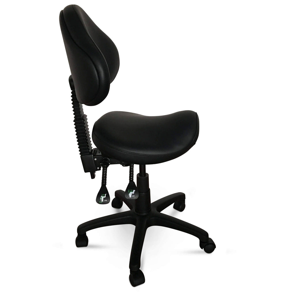 ES Ergonomic Rolling Saddle Stool with Adjustable Height and Backrest X176348