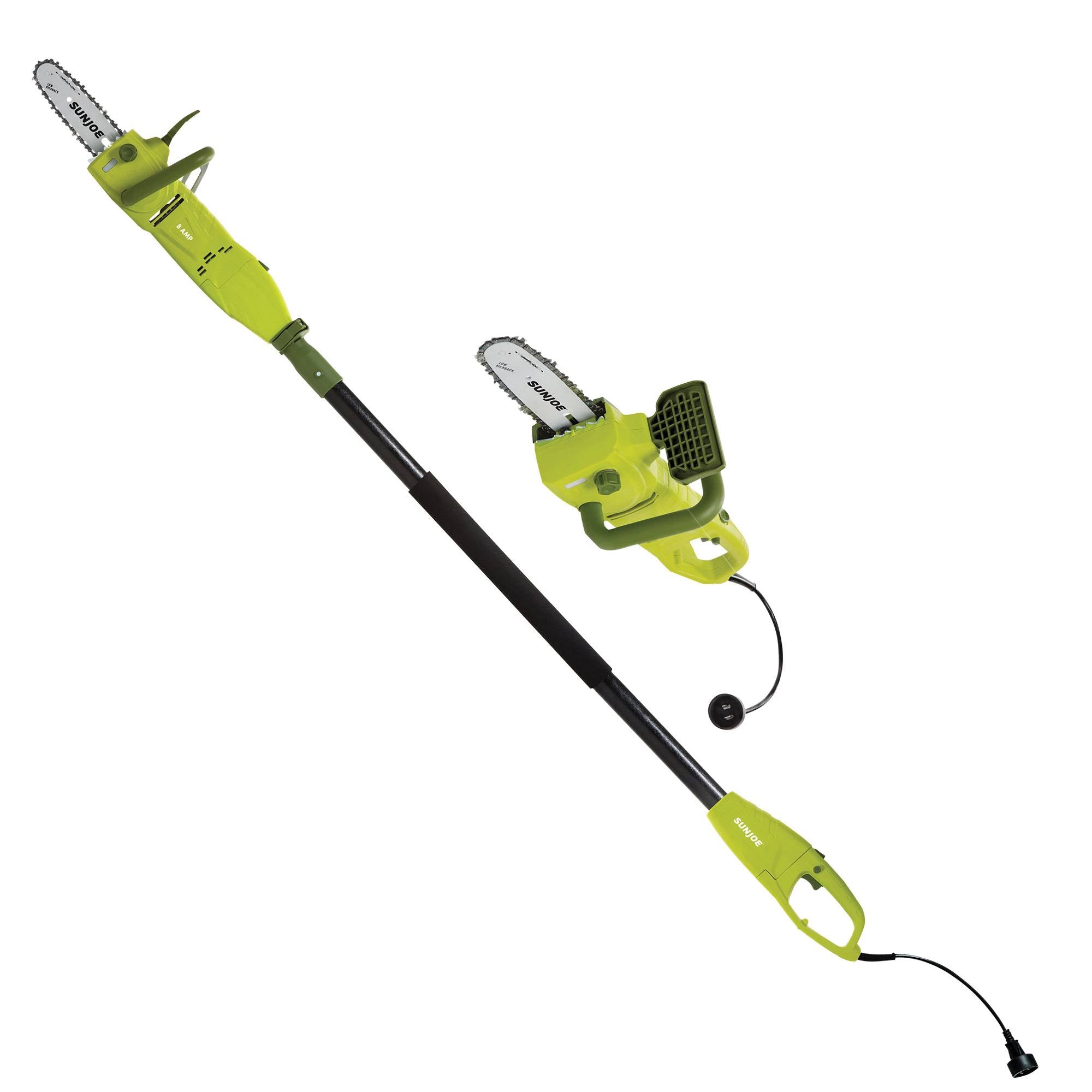 Sun Joe 8-Inch 8.0 Amp 2-in-1 Convertible Pole Chain Saw, Green E71309