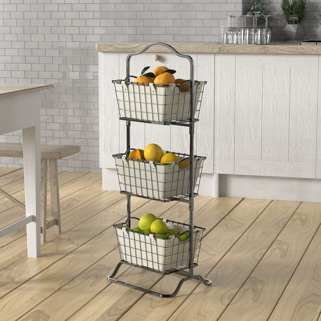 SimpleHouseware 3-Tier Wire Fruit Basket Stand, Black K8545