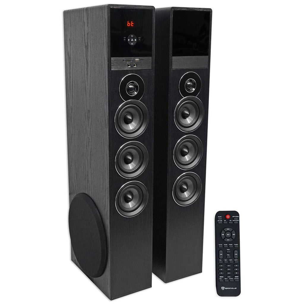 Rockville TM150B Black Home Theater System Tower Speakers 10x22 Sub/Blueooth/USB