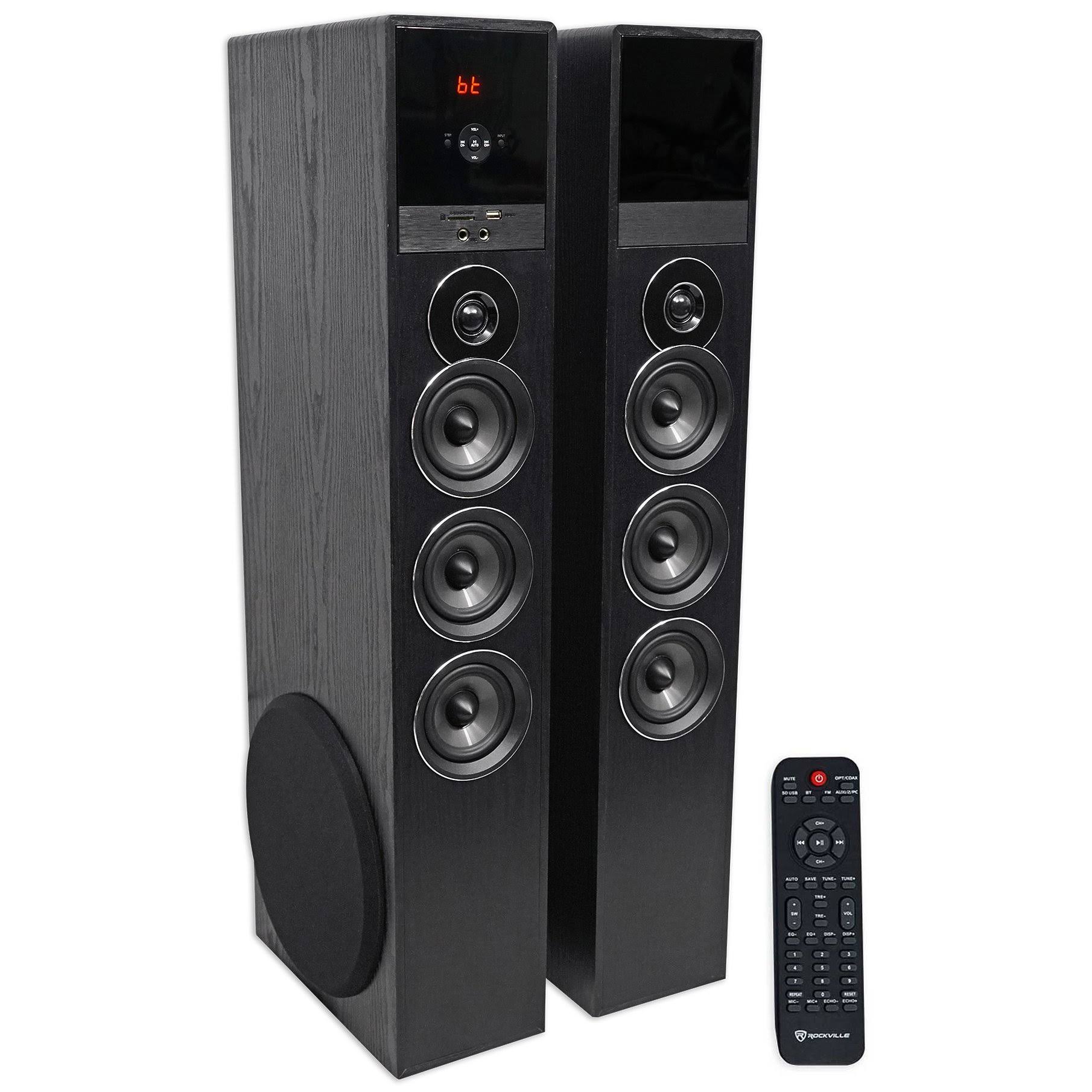 Rockville TM150B Black Home Theater System Tower Speakers 10x22 Sub/Blueooth/USB