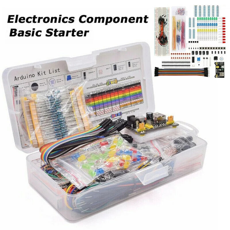 Sufanic Electronics Basic Component Starter Kit with Breadboard Power Supply Jumper Wires Resistors Capacitors LED C75289