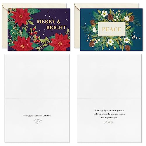 Hallmark Boxed Christmas Cards, Jewel-Tone Floral, 72 Cards with Envelopes H490