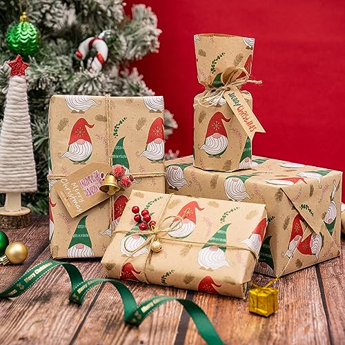 RUSPEPA Christmas Wrapping Paper Jumbo Roll Kraft Paper, Christmas Tree Design, 30 in x 100 ft U53088