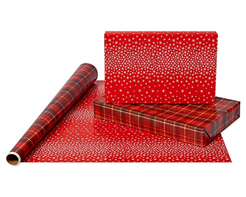 American Greetings Christmas Wrapping Paper Set, Red and Tan Brown, 120 sq ft, 4 Rolls R967653