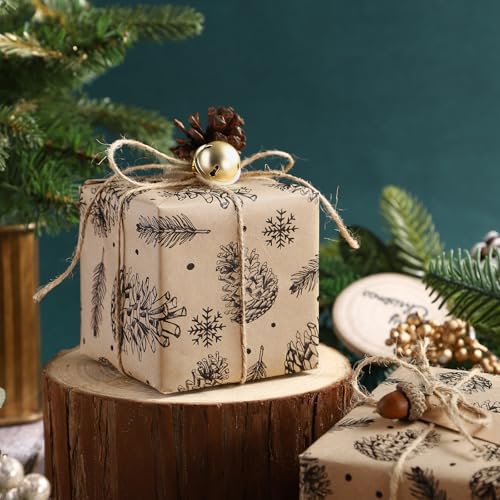 RUSPEPA Christmas Wrapping Paper Jumbo Roll Kraft Paper, Christmas Tree Design, 30 in x 100 ft U53088