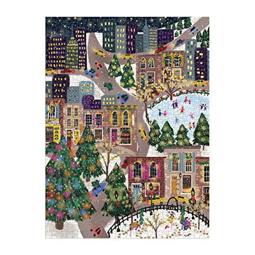 Galison Winter Lights Foil Puzzle, 500 Pieces, 20" x 20" Holiday Jigsaw Puzzle P8985