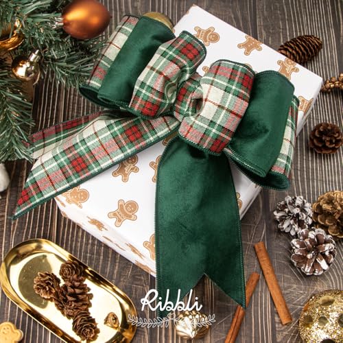 Ribbli Christmas Wrapping Paper Kraft 6 Rolls Red and Green Holiday Assortment 17in x 120in B7897