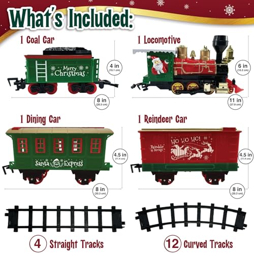 Christmas Train Set with Lights, Music, Sounds and Steam for Kids Ages 3+ E3791