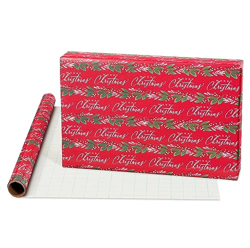 American Greetings Christmas Wrapping Paper Set, Red and Tan Brown, 120 sq ft, 4 Rolls R967653